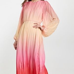 Something Navy  Pleated Long Sleeve dress